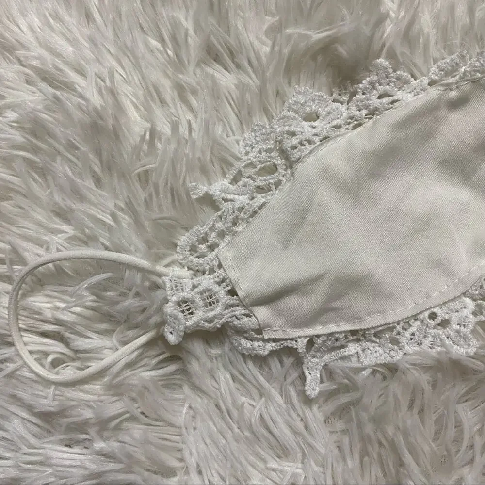 Toddler Girls White Crochet Lace Face Mask